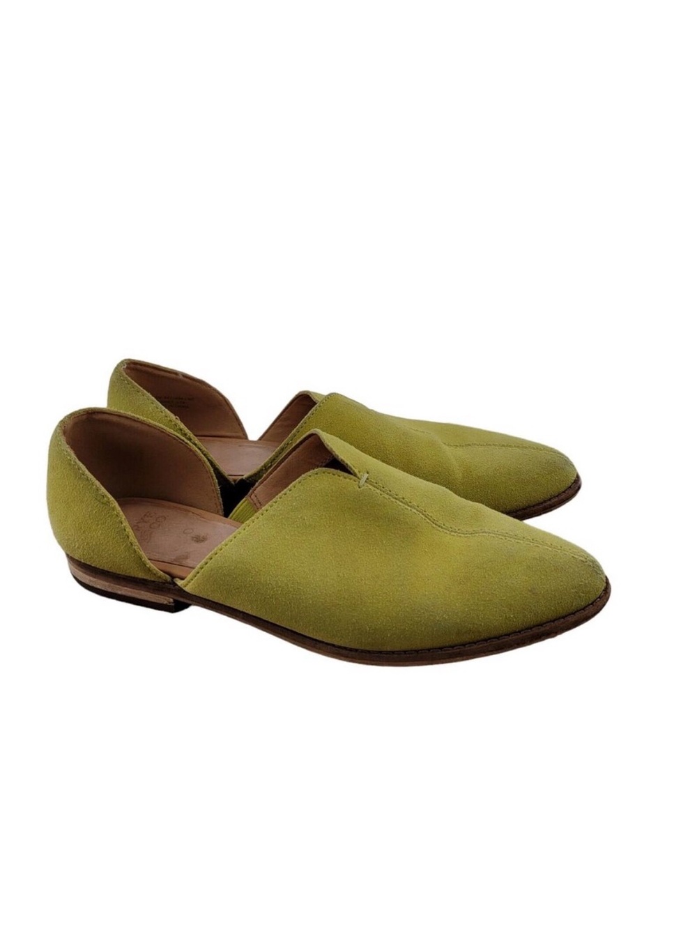 Frye And Co Fenn D'Orsay Flats In Lime Womens Size 6 Suede Light Yellow Green